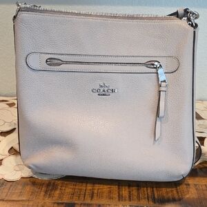 Coach Pebble Leather Crossbody in Light Gray